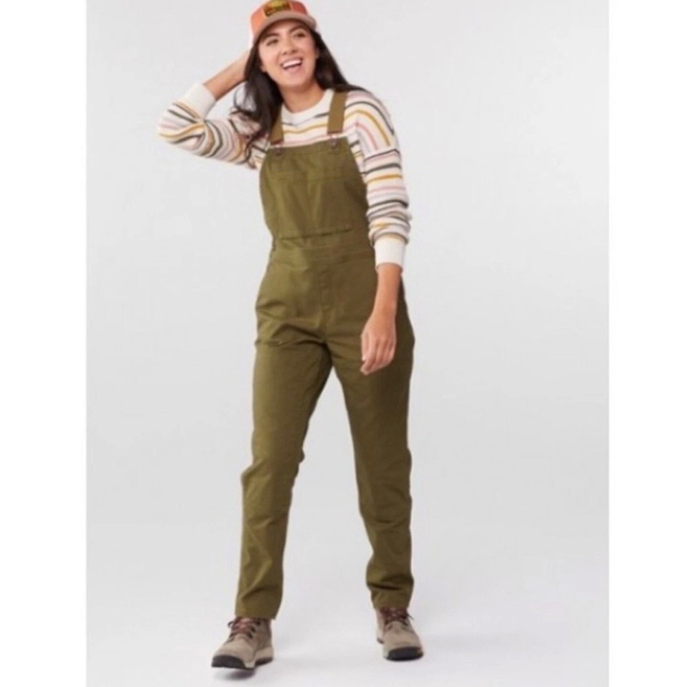 REI Co-op Trailsmith Overalls Womens 6 Army Green Canvas Utility Workwear Pants